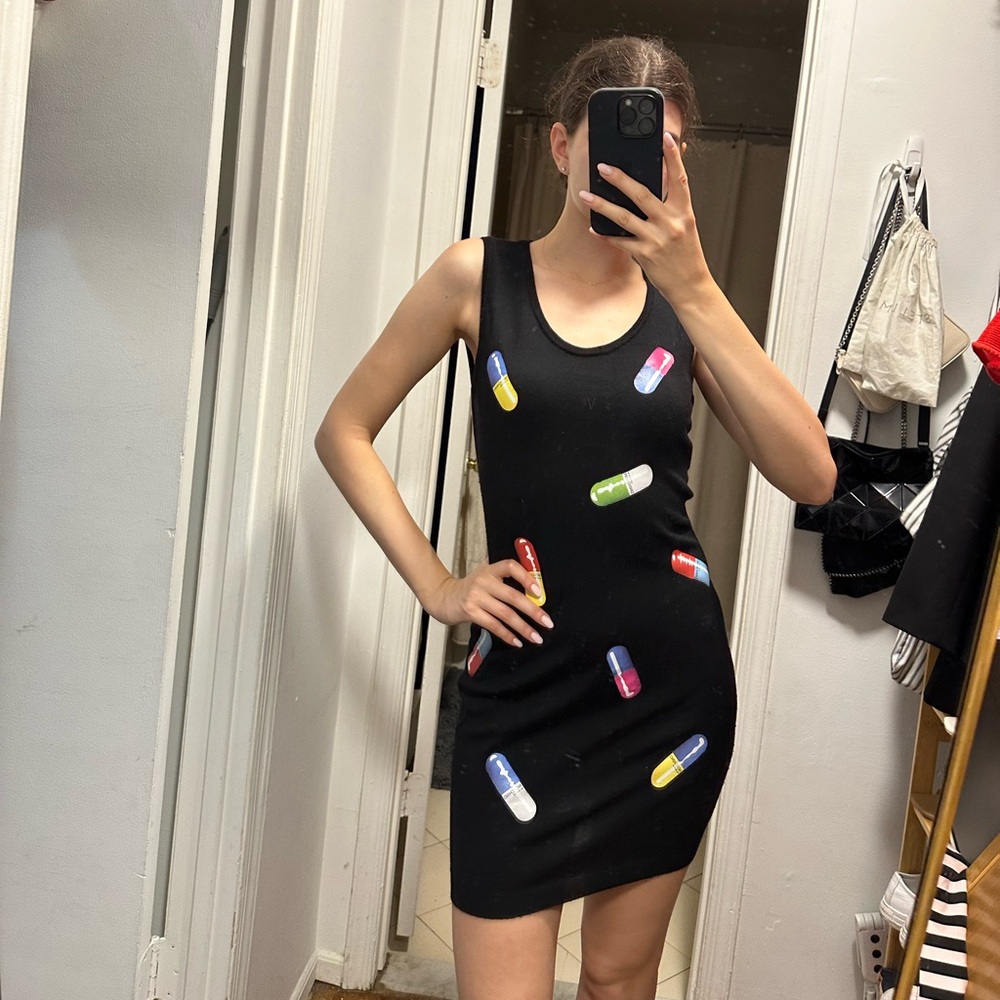 MOSCHINO COUTURE Pill-Print Virgin
Wool Tank Dress Jeremy Scott SS/17